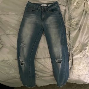 Ripped, Blue high-rise WBB YMI skinny jeans